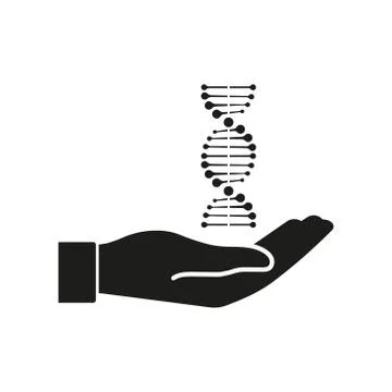 Vector illstration of DNA on hand icon. Flat design. Isolated. イラスト素材