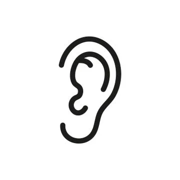 Vector illstration of ear icon. Outline design. Isolated. Stock Illustration