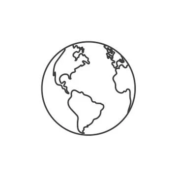 Vector illstration of earth icon. Outline design. Isolated. Stock Illustration
