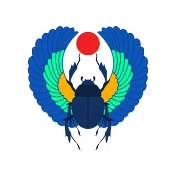 Vector illstration of egypt scarab. Flat design. Isolated. Stock Illustration