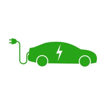 Vector illstration of electric car icon. Flat design. Isolated. Stock Illustration