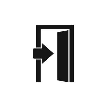 Vector illstration of exit icon. Flat design. Isolated. Illustrazione stock