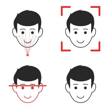 Vector illstration of face scan icon set. Isolated. Stock Illustration