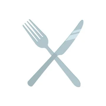Vector illstration of fork and knife icon. Flat design. Isolated. Stock Illustration