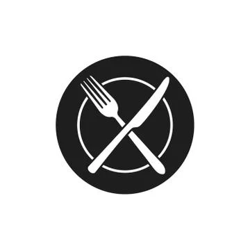 Vector illstration of fork and knife icon. Flat design. Isolated. Illustrazione stock