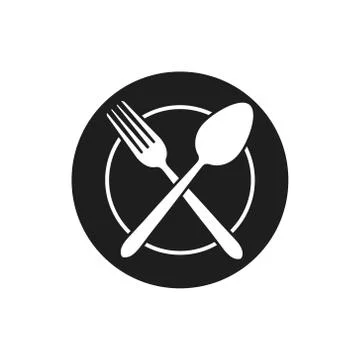 Vector illstration of fork and spoon. Flat design. Isolated. Stock Illustration