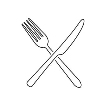 Vector illstration of fork knife icon. Outline design. Isolated. Stock Illustration