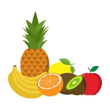Vector illstration of fruit on white background. Isolated. Stock Illustration