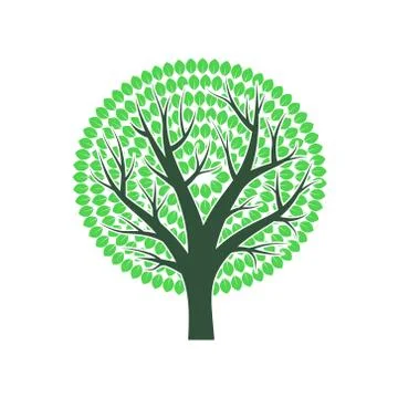Vector illstration of green tree logo on white background. Isolated. Stock Illustration