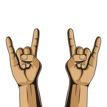 Vector illstration of hand in rock sign on white background. Isolated. Stock Illustration