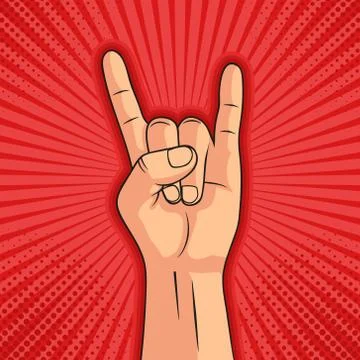 Vector illstration of hand in rock sign. Isolated. Stock Illustration