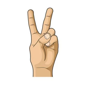 Vector illstration of hand show peace sign. Isolated. Stock Illustration