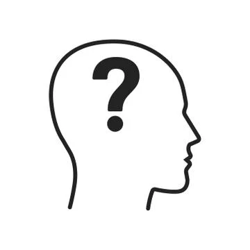 Vector illstration of head with question sign on white background. Isolated. Stock Illustration