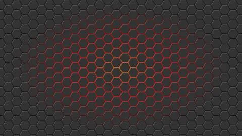 Vector illstration of hexagon background with red light. Stock Illustration