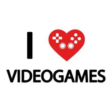 Vector illstration of I love videogames concept on white background. Isolated. Stock Illustration