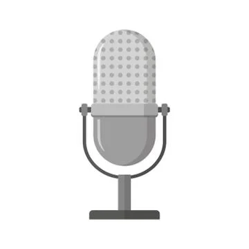 Vector illstration of microphone icon. Flat design. Isolated. Stock Illustration