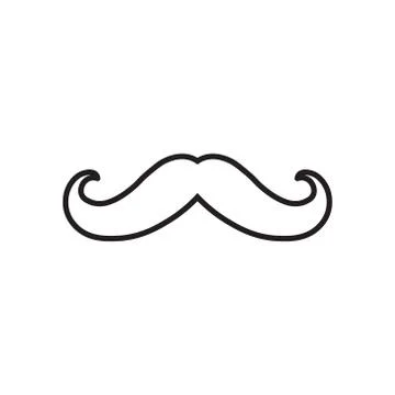 Vector illstration of mustache icon. Flat design. Isolated. Stock Illustration