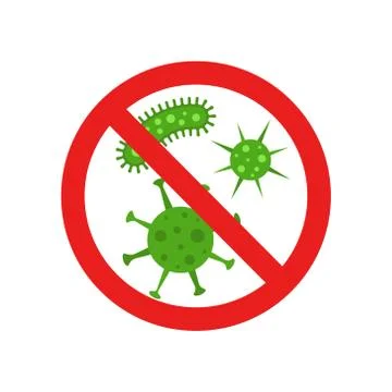 Vector illstration of no bacteria sign. Flat design. Isolated. Stock Illustration