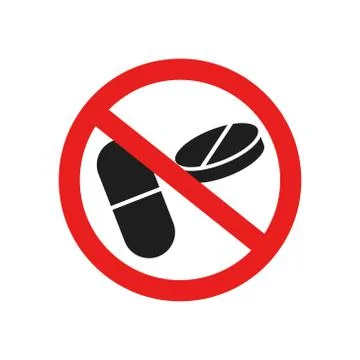 Vector illstration of no pills icon. Flat design. Isolated. Stock Illustration