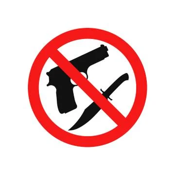 Vector illstration of no weapon icon. Flat design. Isolated. Stock Illustration