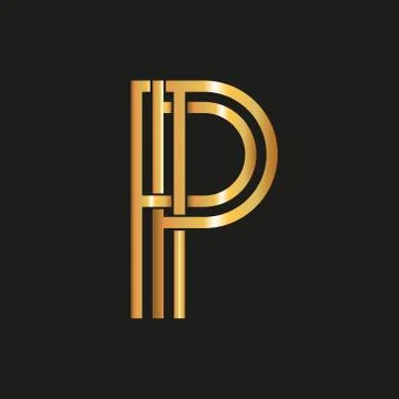 Vector illstration of P logo on black background. Isolated. Stock Illustration