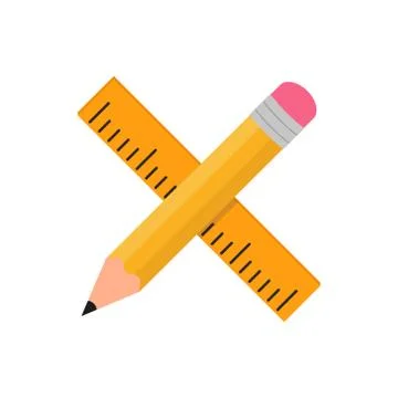 Vector illstration of pencil and ruler icon. Flat design. Isolated. Stock Illustration