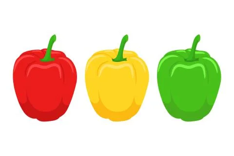 Vector illstration of peppers set. Flat design. Isolated. Stock Illustration