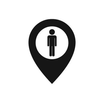 Vector illstration of person location icon. Flat design. Isolated. Stock Illustration