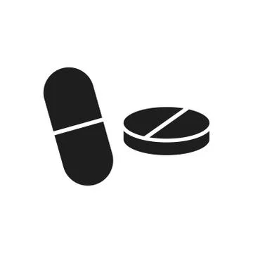 Vector illstration of pills icon. Flat design. Isolated. Stock Illustration