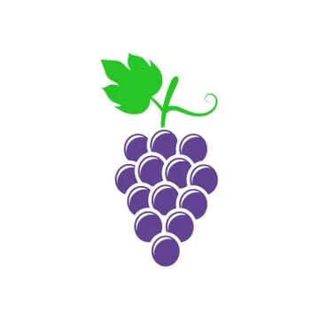 Vector illstration of purple grape icon. Flat design. Isolated. Stock Illustration