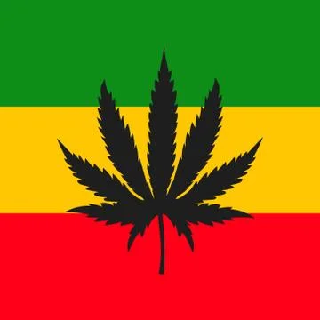 Vector illstration of rasta flag. Cannabis. Isolated. Stock Illustration