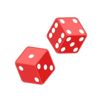 Vector illstration of red dice icon. Flat design. Isolated. Stock Illustration