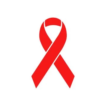 Vector illstration of red ribbon icon. Flat design. Isolated. Stock Illustration
