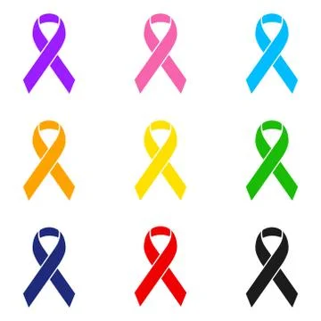 Vector illstration of ribbons icons set. Flat design. Isolated. Stock Illustration