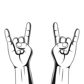 Vector illstration of rock sign on white background. Isolated. Illustrazione stock