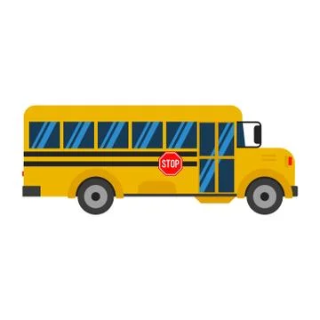 Vector illstration of school bus icon. Flat design. Isolated. Stock Illustration