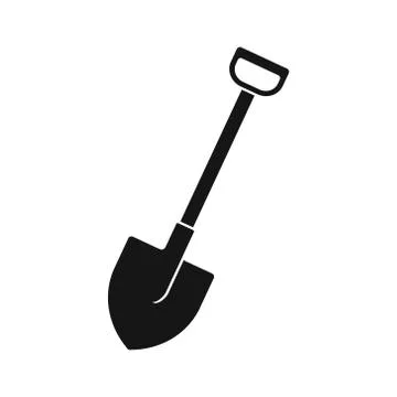 Vector illstration of shovel icon in flat style on white background. Isolated. Stock Illustration