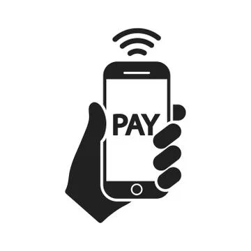 Vector illstration of smartphone pay icon. Flat design. Isolated. Stock Illustration