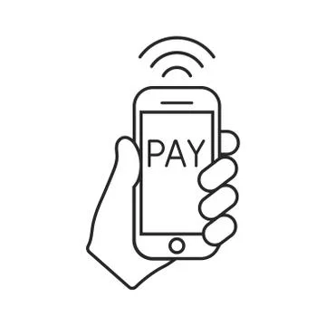 Vector illstration of smartphone pay icon. Outline design. Isolated. Stock Illustration