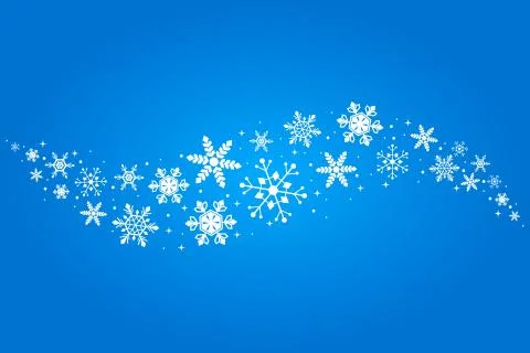 Vector illstration of snowflakes on blue background. Isolated. Stock Illustration