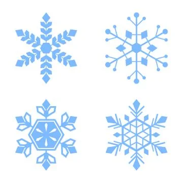 Vector illstration of snowflakes set. Flat design. Isolated. Stock Illustration
