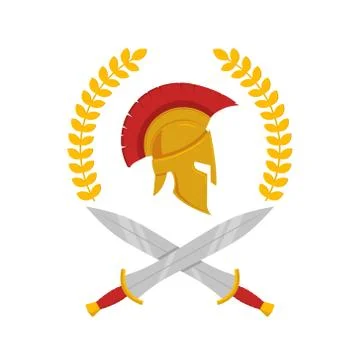 Vector illstration of spartan helmet. Flat design. Isolated. Stock Illustration