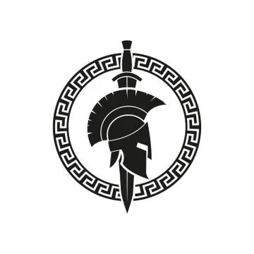 Vector illstration of spartan helmet logotype. Flat design. Isolated. Stock Illustration