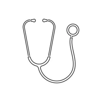 Vector illstration of sthetoscope icon. outline design. Isolated. Stock Illustration