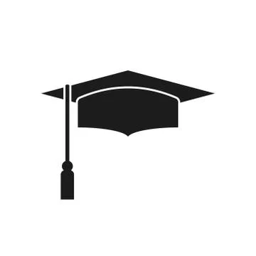 Vector illstration student cap icon. Flat design. Isolated. Stock Illustration