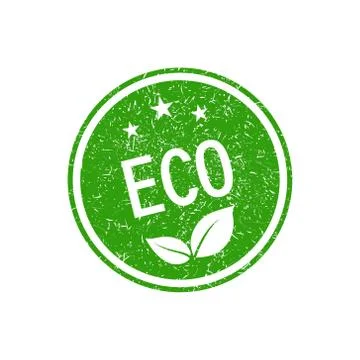 Vector illstration of textured eco stamp on white background. Isolated. Stock Illustration