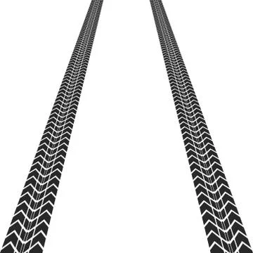 Vector illstration of textured tire track on white background. Isolated. Illustrazione stock