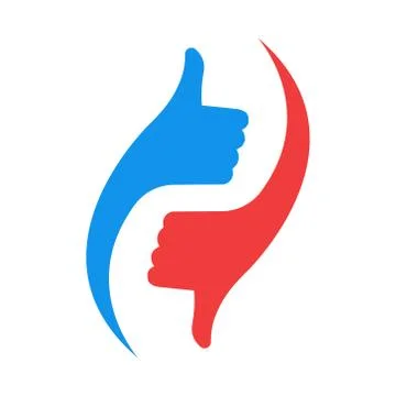 Vector illstration of thumb up and down icon. Flat design. Isolated. Stock Illustration