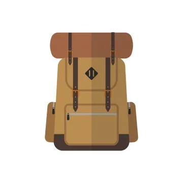 Vector illstration of travel backpack icon. Flat design. Isolated. Stock Illustration