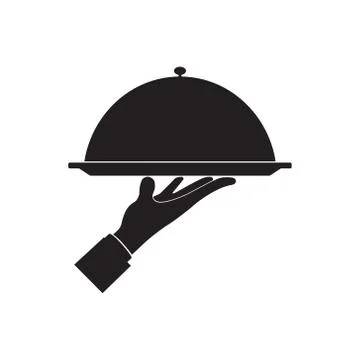 Vector illstration of waiter hand icon. Flat design. Isolated. Stock Illustration